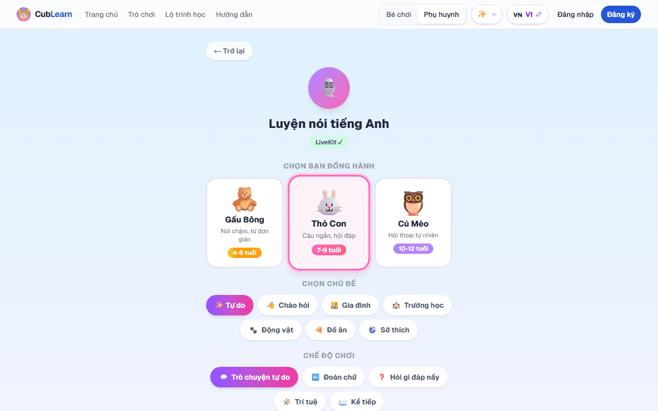 CubLearn voice tutor screen